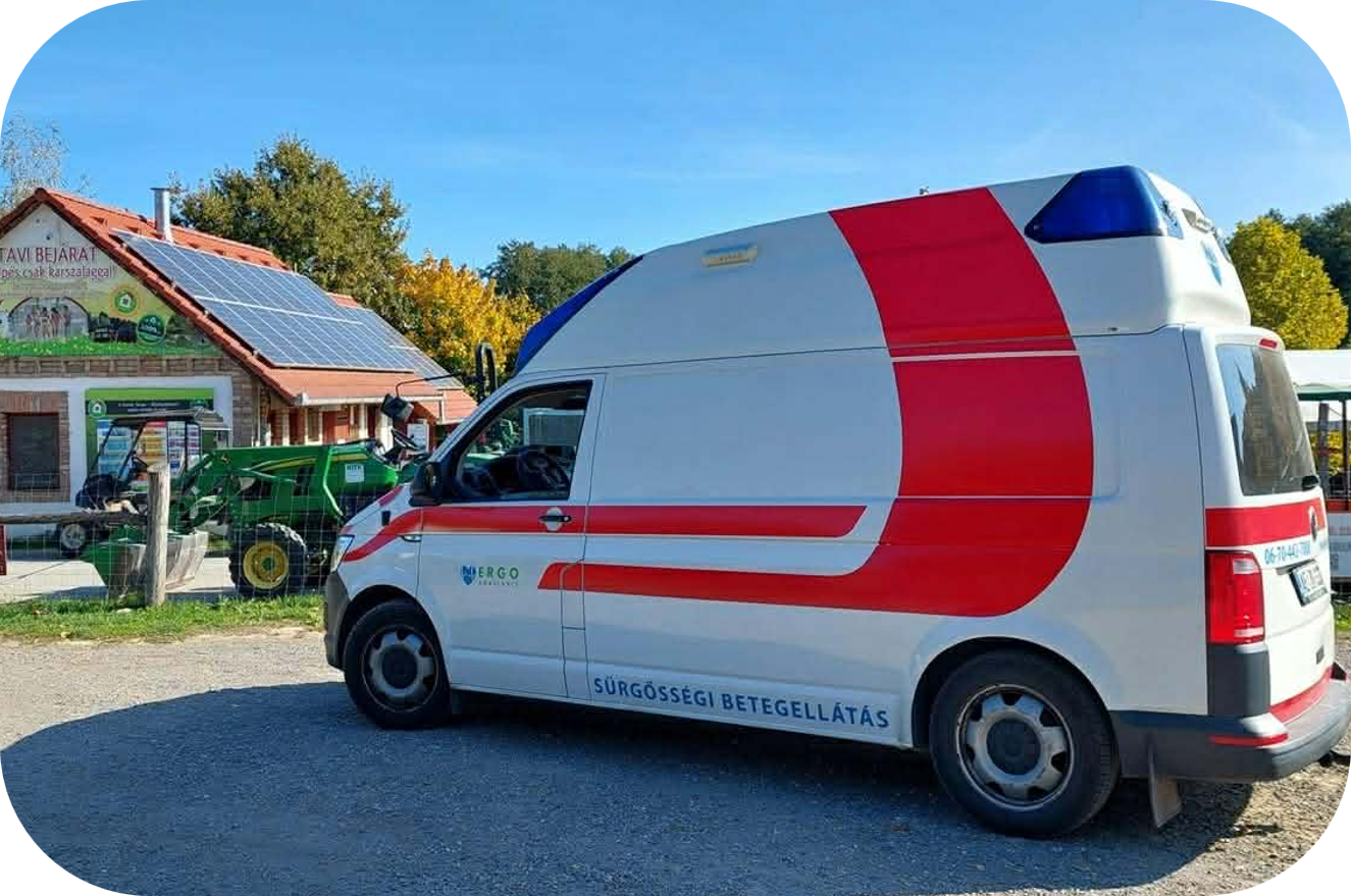 Mentőautó rendezvényre és gyalogőrség